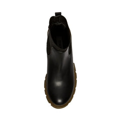 Steve Madden Hayle Black/Olive Chunky Pull On Rounded Toe Fashion Ankle Boots