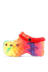 Cape Robbin Gardener-3 Platform Multi Tie Dye Chunky Lined Ankle Strap Sandals