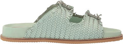 Sam Edelman Oaklyn Mint Woven Leather Buckle Embellished Strap Slides Sandals