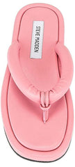 Steve Madden Fango Pink Leather Fashion Slip On Thong Platform Casual Sandals
