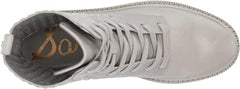 Sam Edelman Lydell Pebble Grey Block Heel Sock Fitted Lace Up Combat Ankle Boots