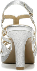 Naturalizer Baylor Silver Glitter Fashion Buckle Rounded Toe Dress Heeled Sandals 11