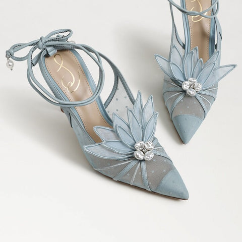 Sam Edelman Aura Robin Egg Blue Tie Up Pointed Toe Stiletto Heeled Dress Sandals