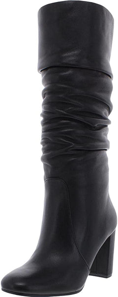 Vince Camuto Sessily Black Leather Block Heel Knee High Round Toe Slouchy Boots