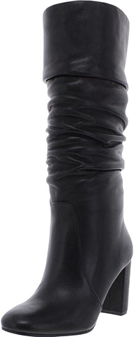 Vince Camuto Sessily Black Leather Block Heel Knee High Round Toe Slouchy Boots