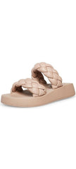 Steve Madden Hillary Taupe Slip On Rounded Open Toe Platform Braided Sandals