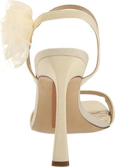 Sam Edelman Leana Pearl Ivory Suede Squared Open Toe Stiletto Heleed Sandals