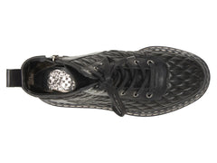 Vince Camuto Prellar Black Quilted Leather Lace Up Combat Fashion Ankle Boot