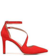 Naturalizer Abilyn Retro Poppy Suede Ankle Strap Pointed Toe Stiletto Heel Pumps