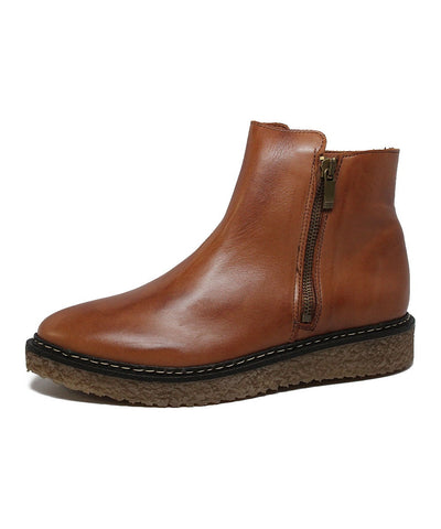 Eric Michael Hampton Boot Tan Leather Low Platform Wedge Heeled Ankle Booties