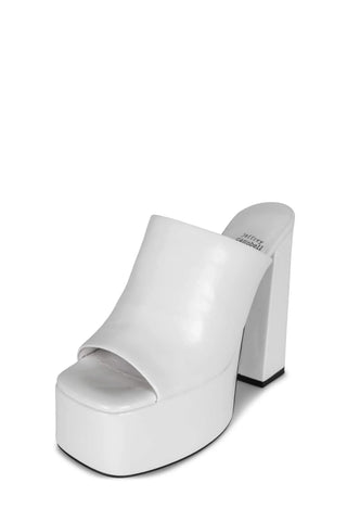 Jeffrey Campbell Luna-Luv White Squared Open Toe Slip On Platform Mule Sandals