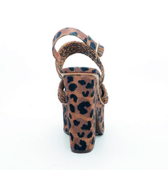 Schutz Efilomenia Tranca Suede Heeled Platform Leopard Open Toe Sandals