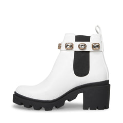 Steve Madden Amulet White Gold Stone Fashion Chelsea Platform Block Heel Boots