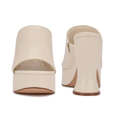Nine West Flower3 Chic Cream Slip On Rounded Open Toe Retro Platform Sandals