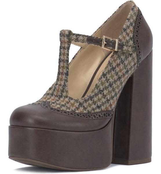 Jessica Simpson Selventa Slumber Brown Mary Jane Block Heel Platform Pumps