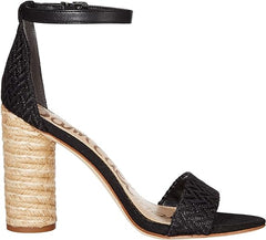 Sam Edelman Yamile Black Rounded Open Toe Ankle Strap Espadrille Heeled Sandals