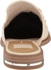 Dolce Vita Pela Ivory Raffia Slip On Rounded Toe Chain Detail Flat Dress Loafers