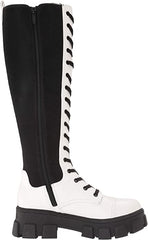 Circus by Sam Edelman Dinah White Chunky Heel Lace Up Knee High Combat Boots
