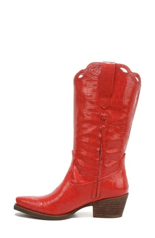 Circus by Sam Edelman Jill Poppy Haze Croc Embossed Mid-Calf Western Boots