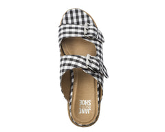 Jane and the Shoe Women's Jordan Black Gingham 2 Buckle Platform Slip On Sandals