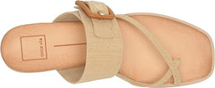 Dolce Vita Perris Natural Raffia Slip On Buckle Detailed Strappy Flats Sandals