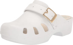 Dr. Scholl's Original 365 White Slip On Platform Wedge Buckle Comfortable Clogs