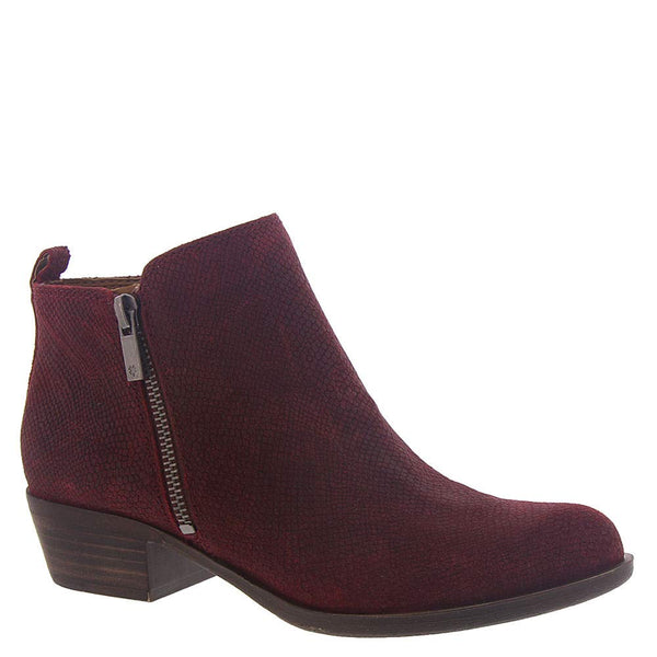 Lucky Brand Women's Basel Dark Red Snake Wide Width  Low Cut Ankle Booties