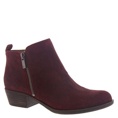 Lucky Brand Women's Basel Dark Red Snake Wide Width  Low Cut Ankle Booties