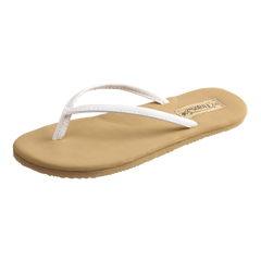 Flojos Fiesta White/Tan Slip On Slide Thong Flat Flip Flops Sandals