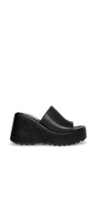 Steve Madden Pepe30 Black Leat Leather Square Toe Lug Sole Platform Mule Sandals