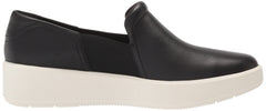 Clarks Layton Band Black Leather White Platform Slip On Wedge Platform Sneakers