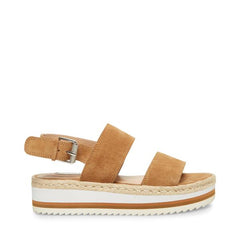Steve Madden Women's Myer Platform Wedge Slingback Sandals Chesnut Suede
