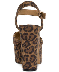 Jessica Simpson Draiye Leopard Closed Toe Ankle Strap Block Heel Platform Pumps