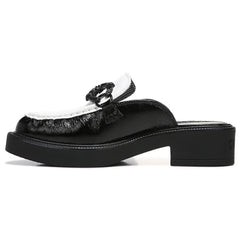 Circus by Sam Edelman Nancy Black White Rounded Toe Patent Slip On Dress Mules