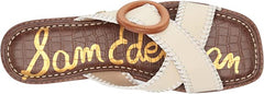 Sam Edelman Harlie Modern Ivory Slip On Squared Toe Leather Strap Slides Sandals