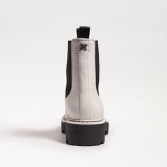Sam Edelman Laguna White Leather Chelsea Moto Rounded Toe Pull On Ankle Boots