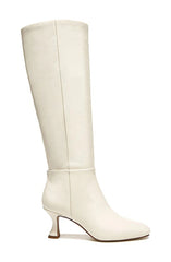 Sam Edelman Leigh 3 Ivory Leather Pointed Toe Spooled Heel Knee High Boots