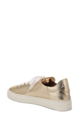 Sam Edelman Poppy Gold Leather Lace-Up Chunky Platform Low Top Flats Sneakers