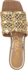 Sam Edelman Webster Amber Gold Multi Slip On Open Toe Mule Block Heeled Sandals