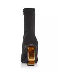 Jeffrey Campbell Compass Black Suede Gold Cut Out Pointed Toe Ankle Bootie Boots