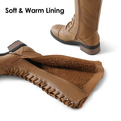 DREAM PAIRS Georgia Camel Pu Fashion Zipper Knee High Riding Combat Boots 10