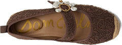 Sam Edelman Maddy Mocha Brown Lace Cap Toe Mary Jane Espadrille Ballet Flats