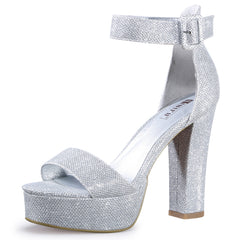 IDIFU Sabrina Platform High Heels Block Ankle Strap Heels Dress Heeled Sandals 8