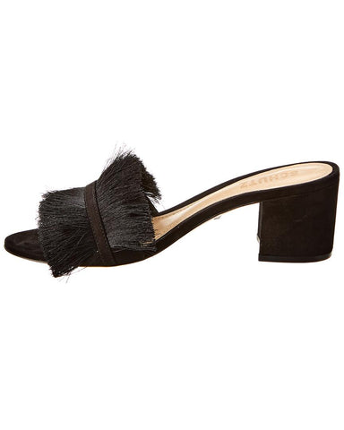 Schutz Adcelle Black Open Toe Block Heeled Slip On Mule Block Heel Sandals