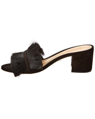 Schutz Adcelle Black Open Toe Block Heeled Slip On Mule Block Heel Sandals