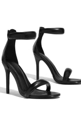 Cape Robbin AIEA Black Sexy Ankle Strap Stiletto High Heeled Open Toe Sandals
