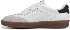 Sam Edelman Talia Bright White/Black Leather Rounded Toe Low Top Flat Sneakers