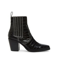 Steve Madden Geniva Black Crocodile Pull On Cowboy Classic Western Boots