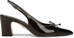 Sam Edelman Willette Rich Chocolate/Black Pointed Toe Slingback Block Heel Pumps
