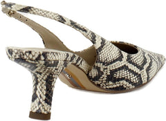 Sam Edelman Bianka Roccia Python Pointed Toe Slingback Kitten Heel Pumps